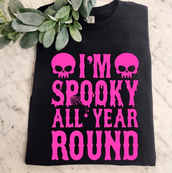Gildan Tops - Halloween shirt spooky all year around  cute popular trending skull